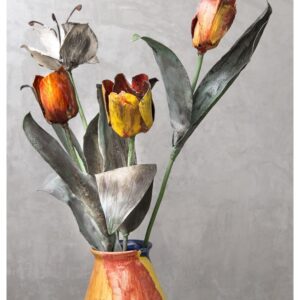 Mazzo di quattro tulipani in ferro battuto
