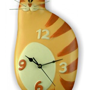 Orologio gatto in ceramica colorata a mano