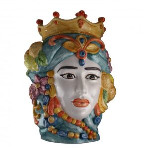 Testa di donna in ceramica colorata a mano - I Mori